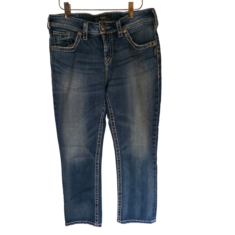 Silver Jeans Co Natsuki Capri Womens 30 Medium Wash Blue Denim Cropped Jeans